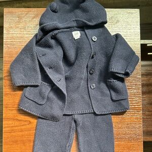 GAP Infant Knit Hoodie Set in Dark Blue